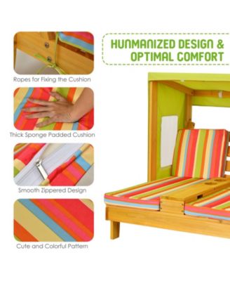 Kids Patio Lounge Chair with Cup Holders and Awning