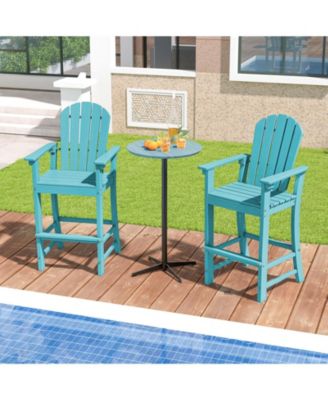 30-Inch Counter Height Outdoor Bar Stool with Armrests, Footrest, and HDPE Frame