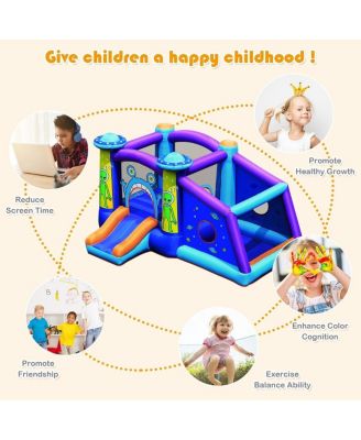 Castle Jumping Bouncer with Water Slide and 550W Blower