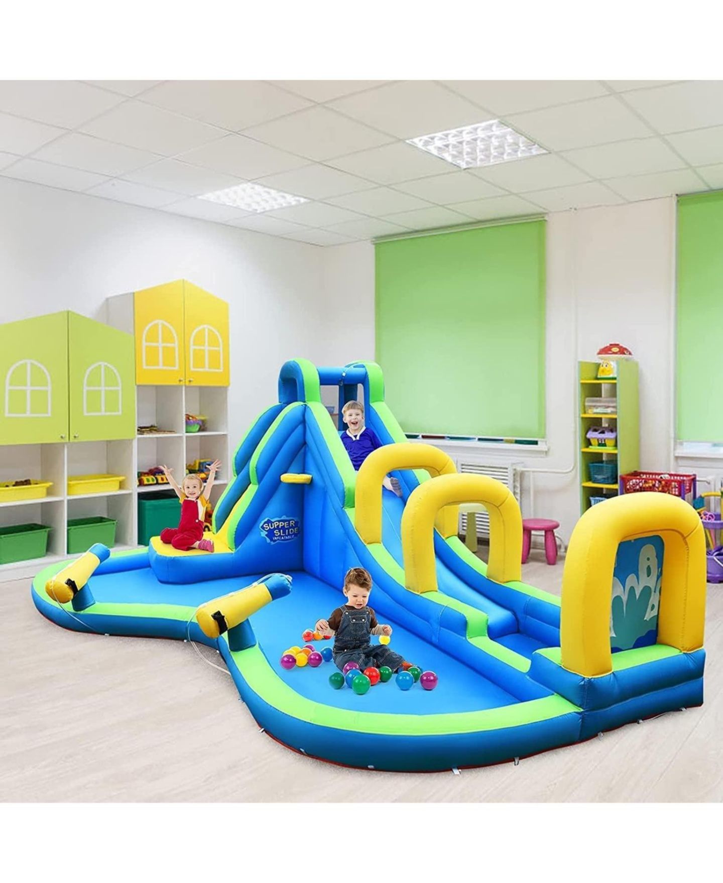 Детская игрушка GOUUN Inflatable Water Bounce House with Water Slide, Splash Pool & 735W Blower, Ages 4+ — фото 8