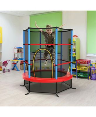 55 Inch Kids Recreational Trampoline Bouncing Jumping Mat with Enclosure Net