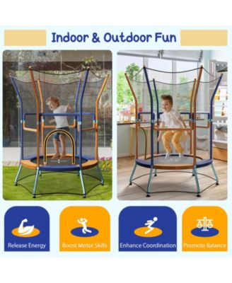 Mini Trampoline for Kids with Safety Enclosure Net and Foam Handles