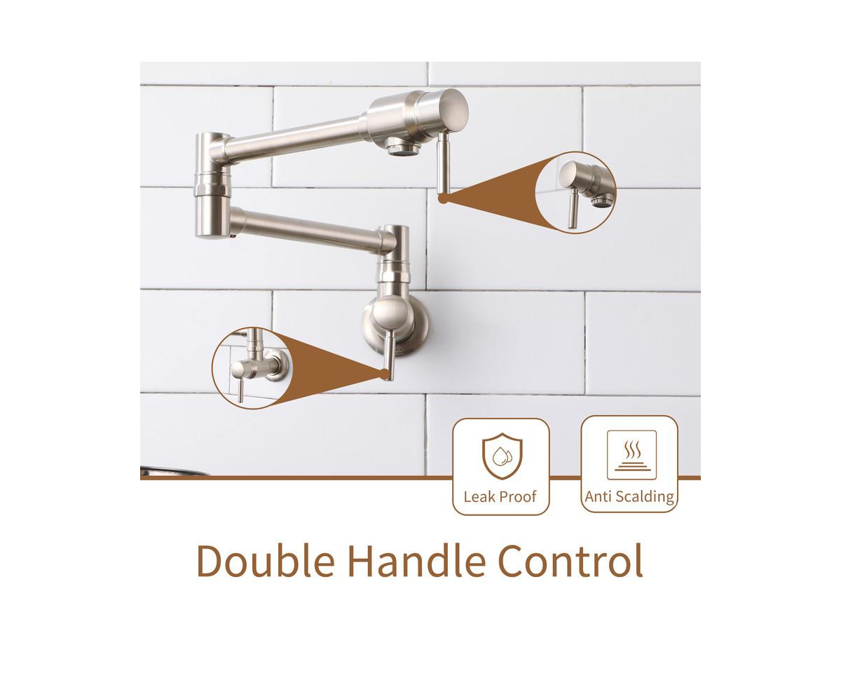 Casainc Contemporary Wall Mount Swing Arm Folding Pot Filler Kitchen Faucet -pastel grey