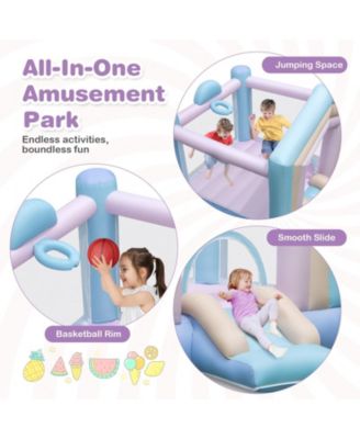 Kids Bounce House with Slide and Basketball Rim Bouncy Castle for Party with 480W Blower