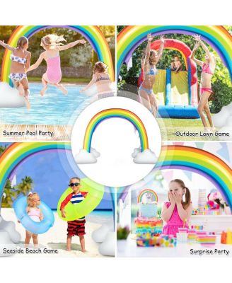 Inflatable Rainbow Sprinkler Backyard Games Outside Water Toy Yard