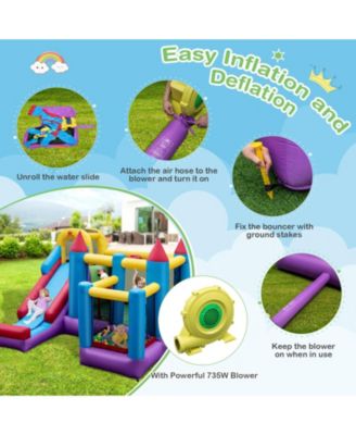 5-in-1 Inflatable Bounce House with 735W Blower and 50 Ocean Balls