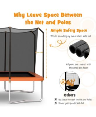 8 x 14 Feet Rectangular Recreational Trampoline with Safety Enclosure Net and Ladder