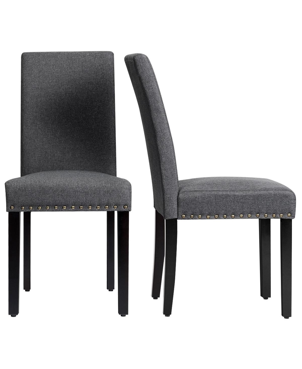 Gouun Set of 2 Fabric Upholstered Dining Chairs with Nailhead Sage