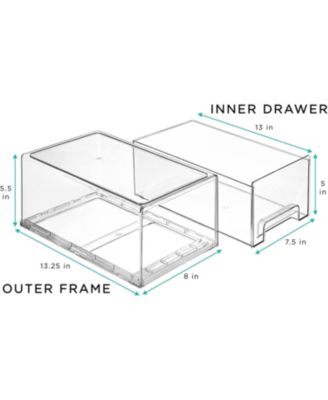 2 Pack Large Clear Stackable Pull-Out Drawers - Organization and Storage Containers for Kitchen, Pantry, Bathroom and More