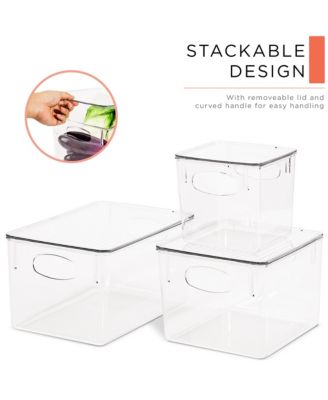 6 Piece Variety Pack Clear Acrylic Storage Bins with Handles and Lids - for Kitchen, Cabinet Organizer, Pantry & Refrigerator