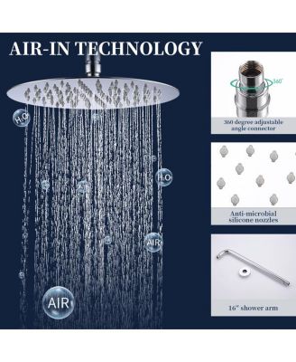 Wall-Mounted Shower Faucet Combo Set Rainfall Shower Head & Handheld