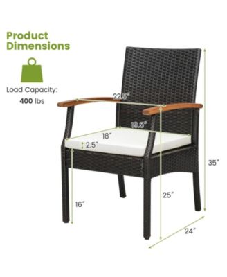 5 Pieces Patio Wicker Chair and Dining Table Set with 2 Inch Umbrella Hole