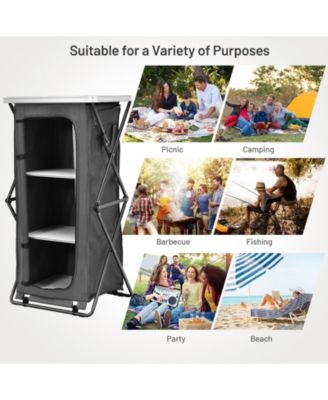 GOUUN Folding Camping Storage Cabinet with 3 Shelves and Carry Bag-L