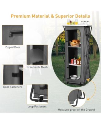 Folding Camping Storage Cabinet with 3 Shelves and Carry Bag-XL