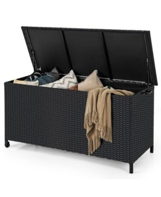 Indoor Outdoor 85 Gallon Storage Container with Waterproof Liner and Universal Wheels