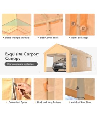 10 x 20 Feet Heavy-Duty Steel Portable Carport Car Canopy Shelter