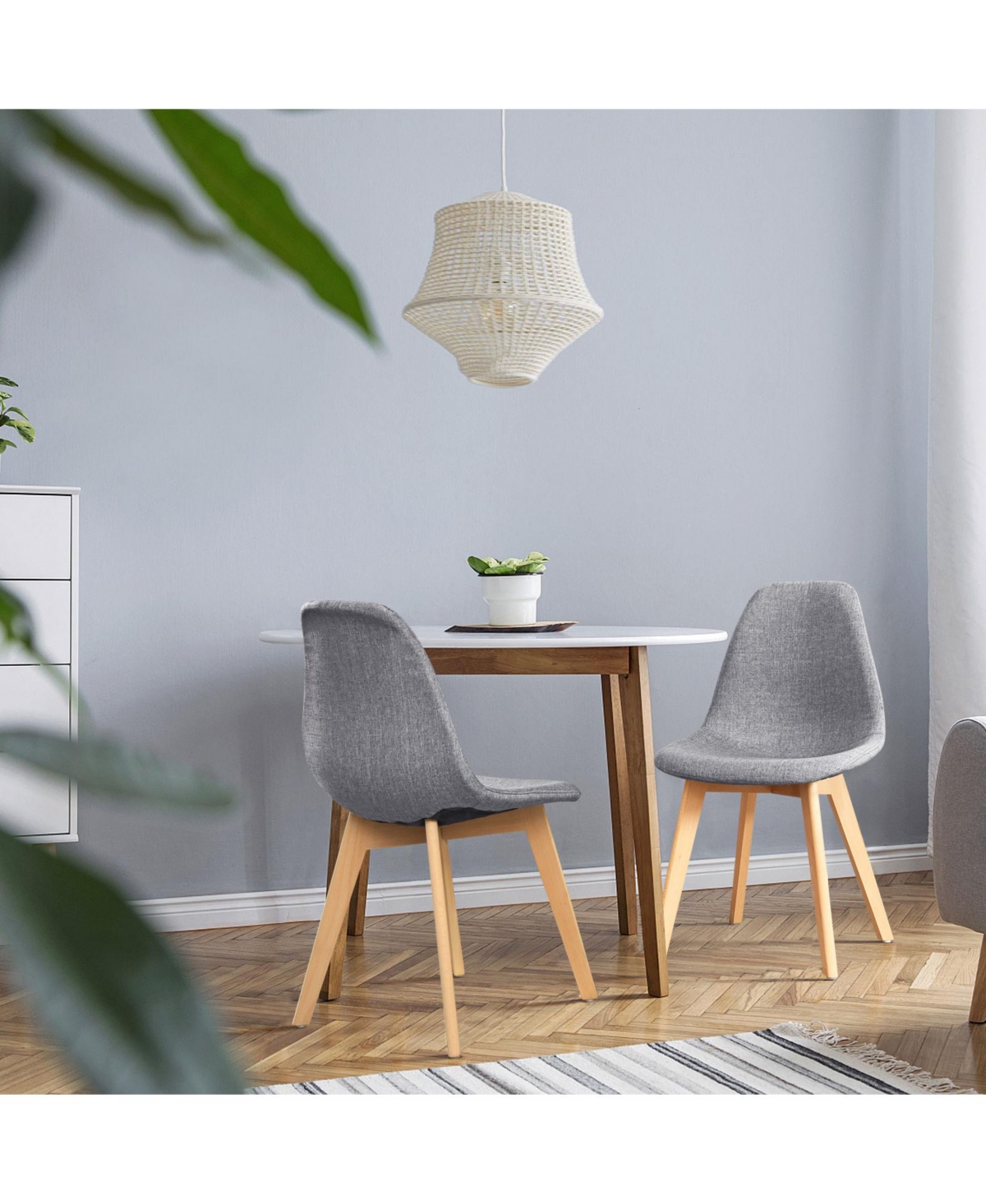 Gouun 4 Pieces Modern Dining Chair Set with Wood Legs and Fabric Cushion Seat