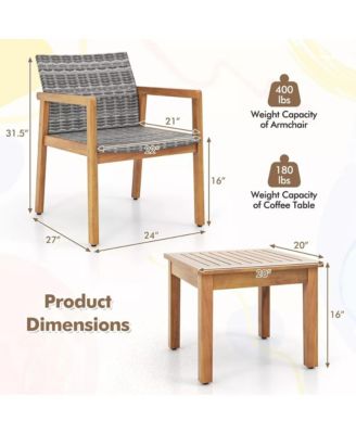 3 Pieces Patio Furniture Set with Chair