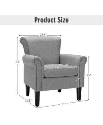 Upholstered Fabric Accent Chair with Adjustable Foot Pads