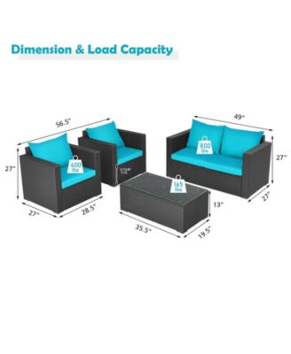 4Pcs Patio Rattan Cushioned Furniture Set