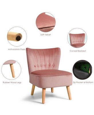 Armless Accent Chair Tufted Velvet Leisure Chair