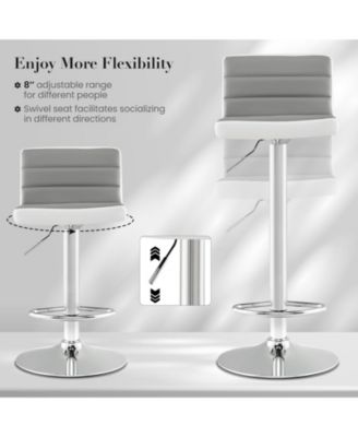 Set of 2 Adjustable Heights Barstool with PU Leather