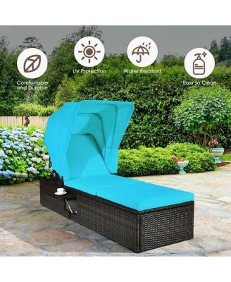 Outdoor Chaise Lounge Chair with Folding Canopy