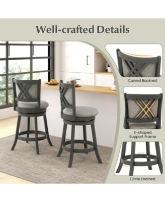 Swivel Bar Stools Set of 2 with Soft-padded Back and Seat-S