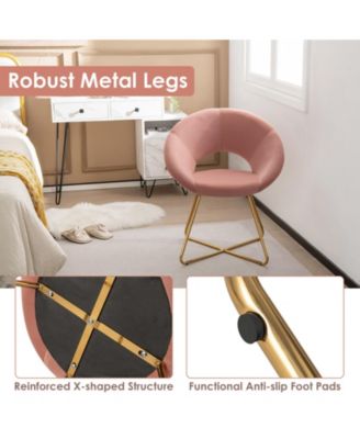 Modern Velvet Accent Chair Vanity Chair with Metal Legs-2 Pieces