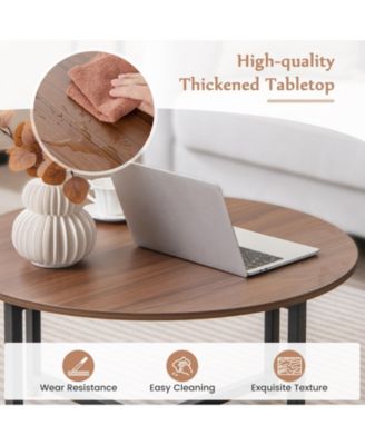 3-Piece Table Set Round Table and 2PCS Square End Tables