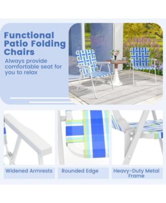 4 Pieces Folding Beach Chair Camping Lawn Webbing Chair