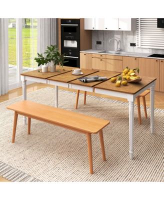 Extendable Dining Table with Rubber Wood Legs for 4-8 People