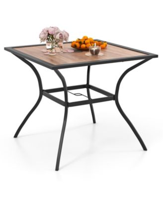 Patio Dining Table for 4 Square Bistro Table with Umbrella Holes