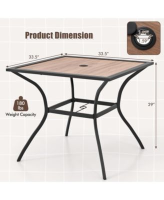 Patio Dining Table for 4 Square Bistro Table with Umbrella Holes