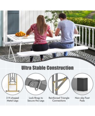 6 Feet Plastic Folding Bench Picnic Camping Dining Seat with Carrying Handle