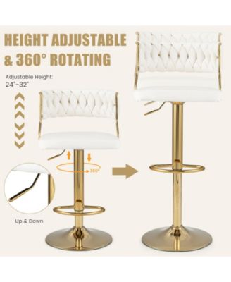 Swivel Barstool with Woven Back Set of 2 for Kitchen Island Cafe