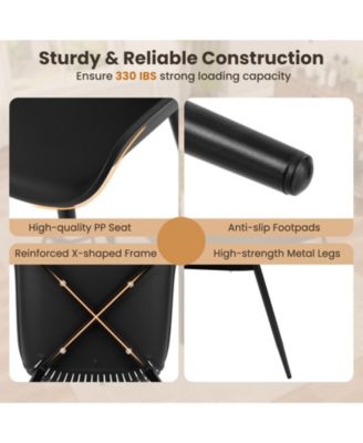 Modern Kitchen Chairs with Metal Legs Cutout Backrest Curved Seat for Dining Room Home Office