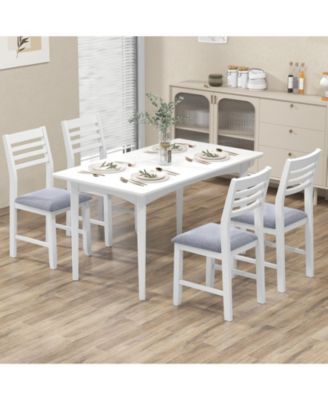 Wooden Dining Chair Set of 2 with Rubber Wood Frame and Padded Cushion