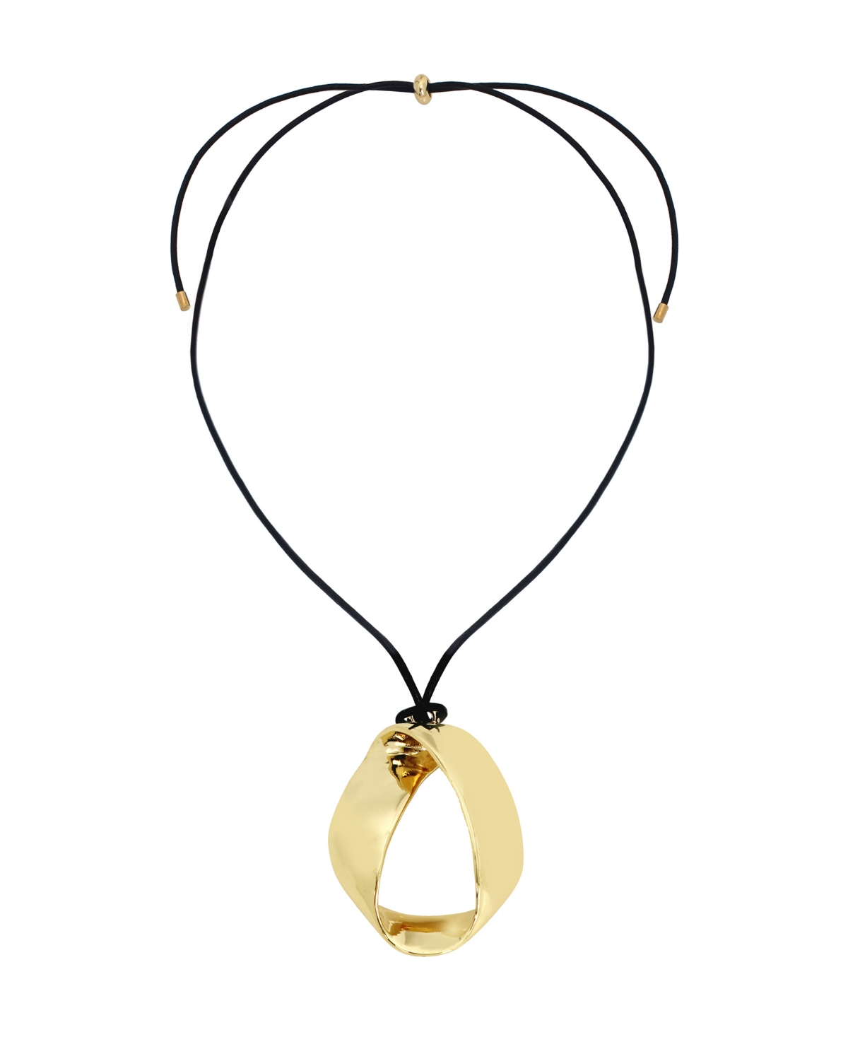 Sculptural Pendant Leather Slider Necklace - Gold
