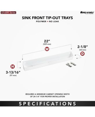 22'' Kitchen Tip-Out Tray Polymer, Plastic, White, LD-6591-22-11-1