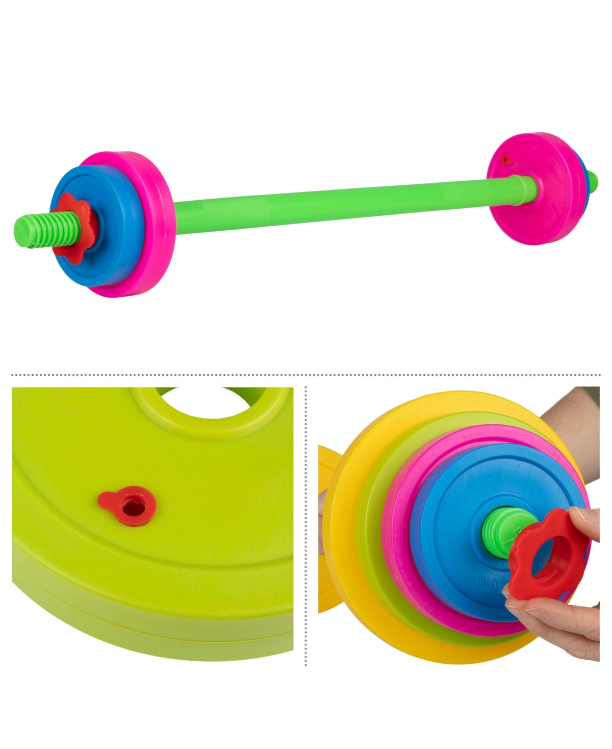 Trademark Global Hey Play Barbell And 8 Plates Kids Weight Set In Multicolor
