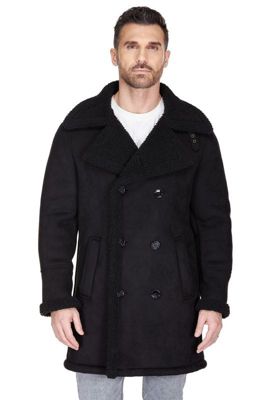 Men's Faux Shearling Double Breasted Overcoat