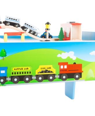 Hey Play 75-Piece Wooden Train Set with Play Table