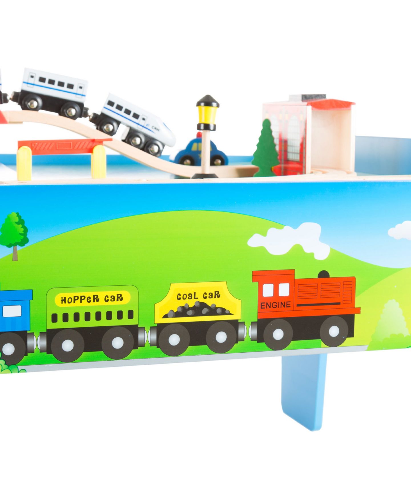 Детские игрушки Trademark Global Wooden 75-Piece Train Set With Play Table, Ages 3+ — фото 4