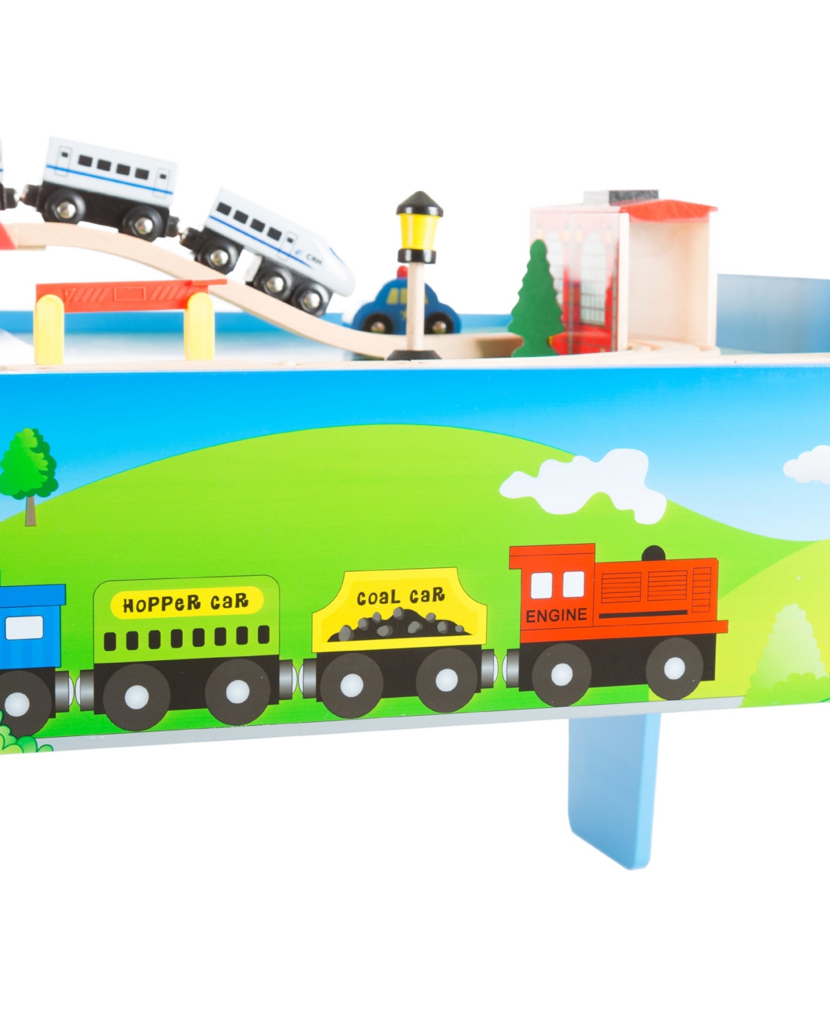Trademark Global Hey Play 75-piece Wooden Train Set With Play Table In Multicolor