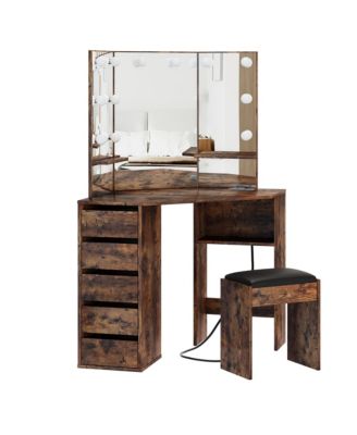 Vanity Desk with Mirror and Lights - Vanity with 3 Lighting Options