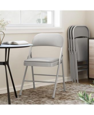 4 Pack Folding Chairs With Padded Cushion and Back, Folding Chairs for Outside, Foldable Chairs With Metal Frame Hold Up to 350 Lbs, Metal Chairs for Home, Office, Indoor & Outdoor Events