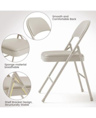 Padded Cushion Folding Chairs Metal Frame 4-Pack