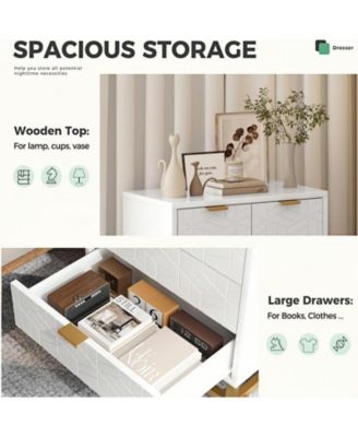 Dresser for Bedroom, 5 Drawer Dresser with Metal Legs, Modern Dresser Chest Organizer with Wide Storage, Chest of Drawers for Bedroom, Living Room, Entryway