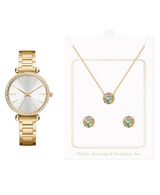 Jessica Carlyle Women's Quartz Gold-Tone Alloy Watch 33mm Gift Set - Macy's